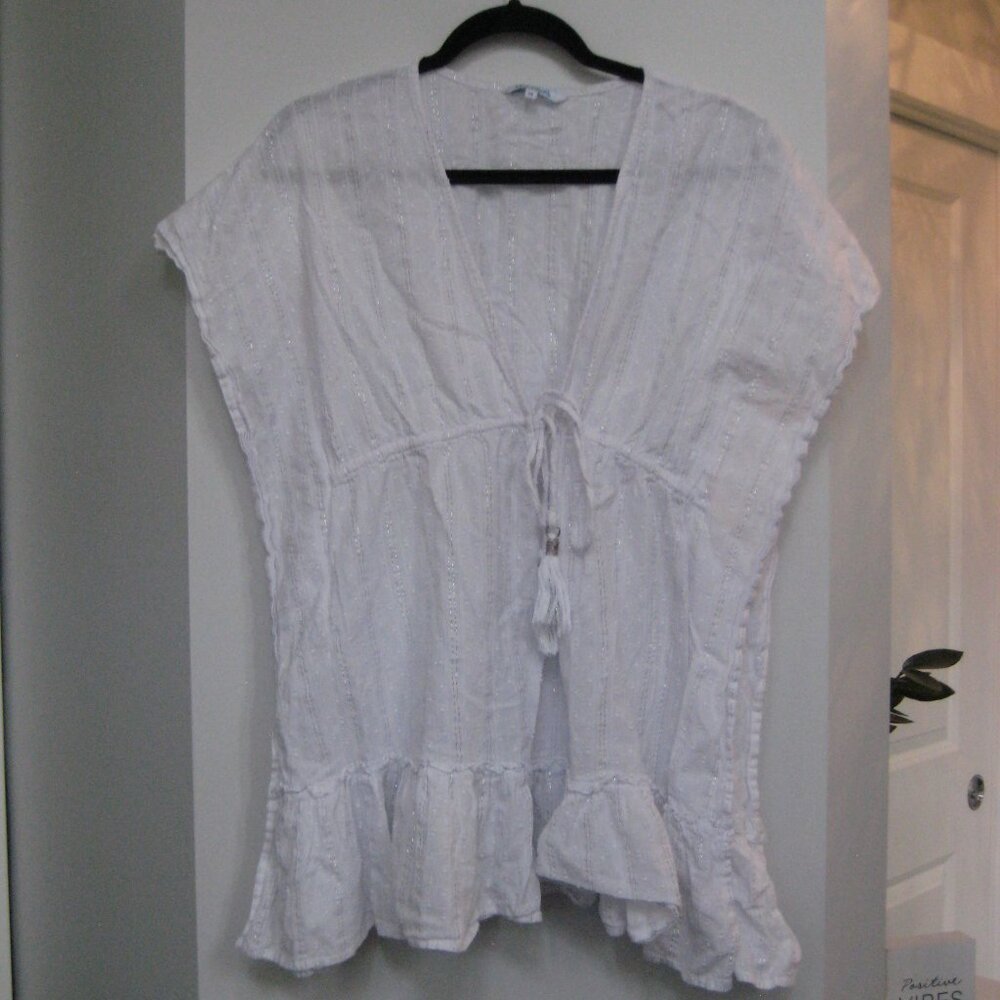 Blue Island coverup with silver thread